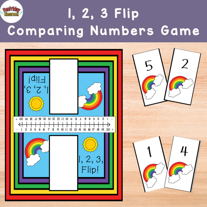 1,2,3 Flip Rainbow Comparing Numbers Game