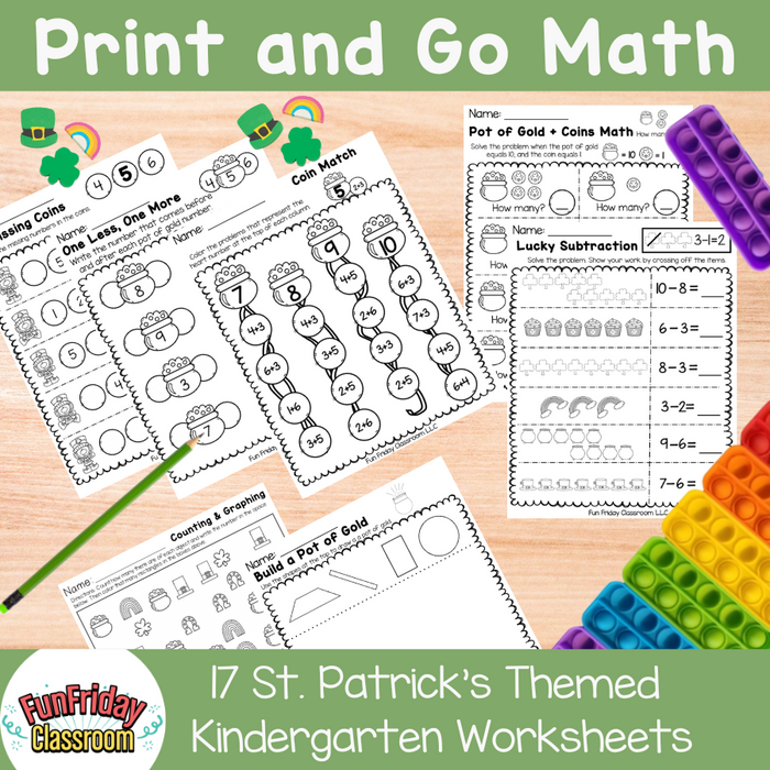 Print and Go Math - Kinder St. Patrick's Day - Kindergarten Crate