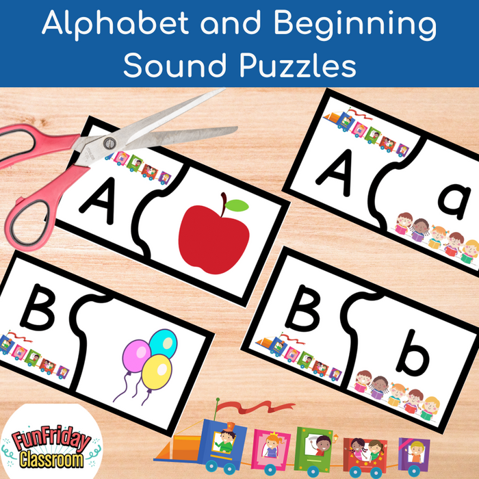 Alphabet and Beginning Sound Puzzles - Book Theme - Kindergarten Crate