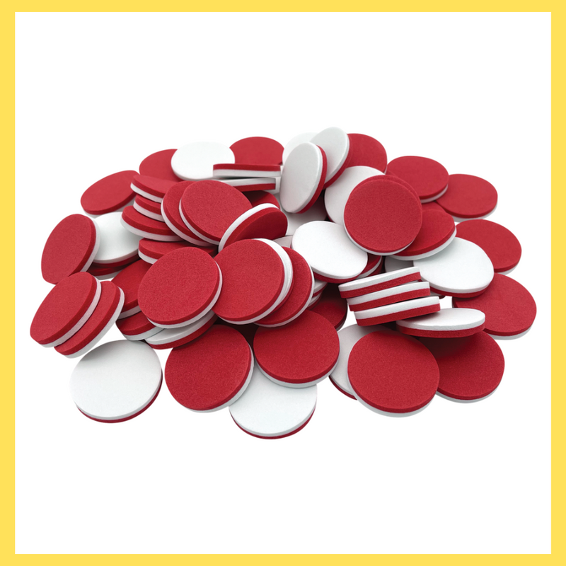 Red and White Foam Counters - 100 Pack - Kindergarten Crate
