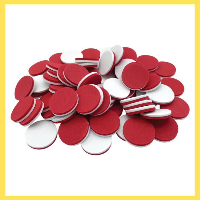 Red and White Foam Counters - 100 Pack