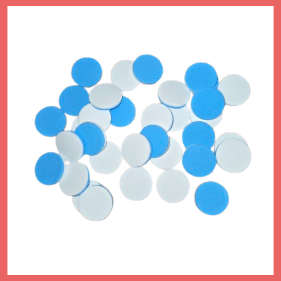 Blue and White Foam Counters