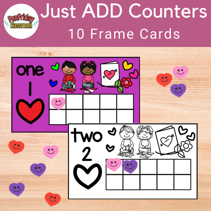 Heart Themed - 10 Frame Cards - Fun Friday Classroom
