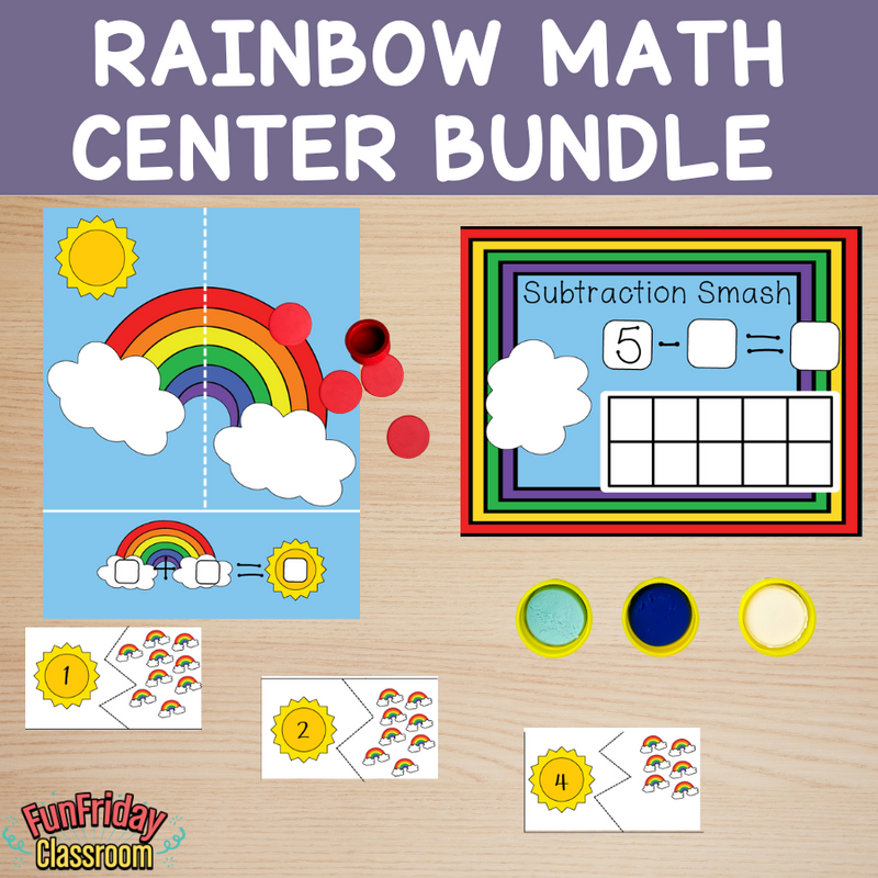 Addition / Subtraction Center Bundle - Rainbow - Kindergarten Crate