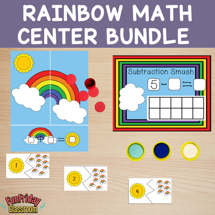 Addition / Subtraction Center Bundle - Rainbow Theme