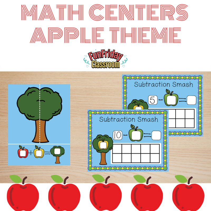 Apple Theme - Math Centers - Addition and Subtraction - Fun Friday Classroom