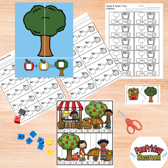 Apple Theme - Math Centers - Addition and Subtraction - Fun Friday Classroom