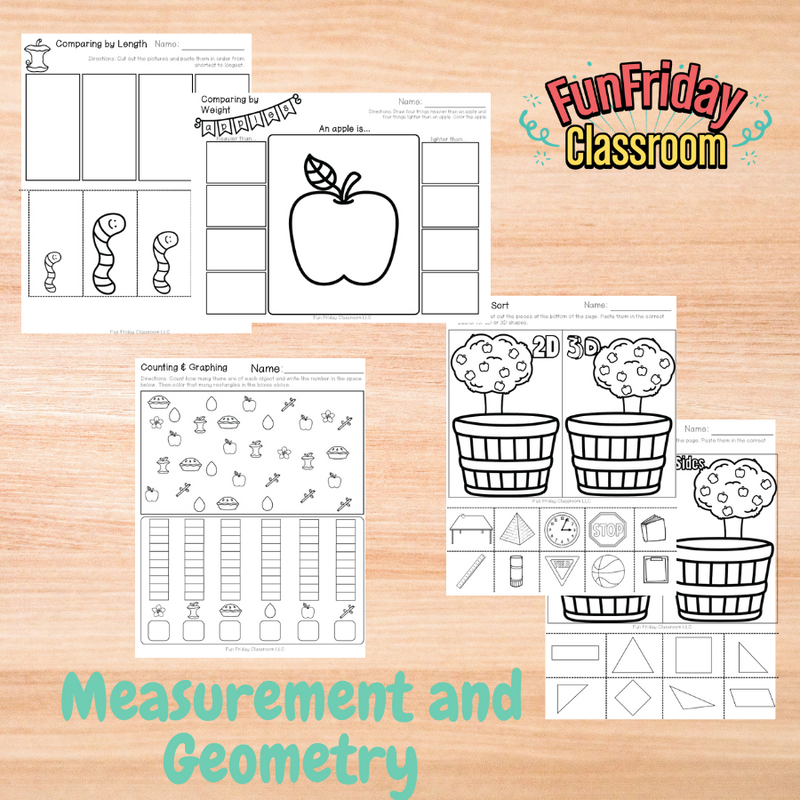 Apple Theme - Math Centers - Measurement and Geometry - Fun Friday Classroom