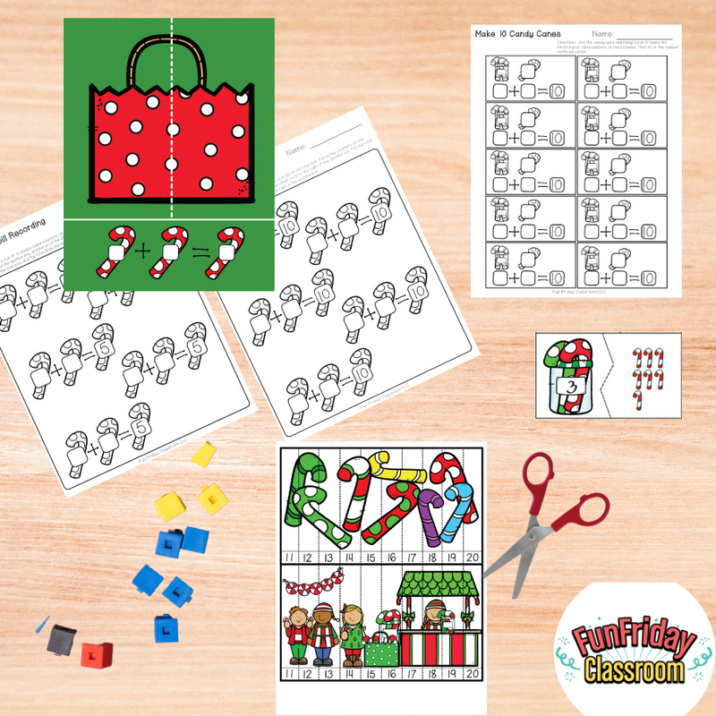 Candy Cane Theme - Math Centers - Addition and Subtraction - Fun Friday Classroom