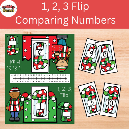 1, 2, 3 Flip Candy Cane Comparing Numbers Game - Fun Friday Classroom