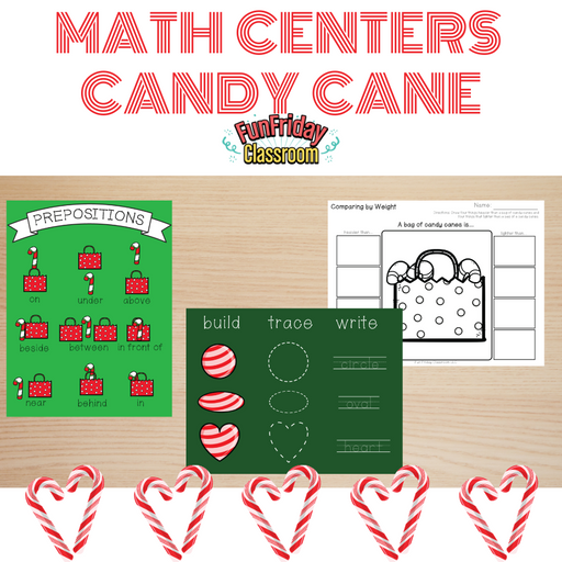 Candy Cane Theme - Math Centers - Measurement and Geometry Bundle - Fun Friday Classroom