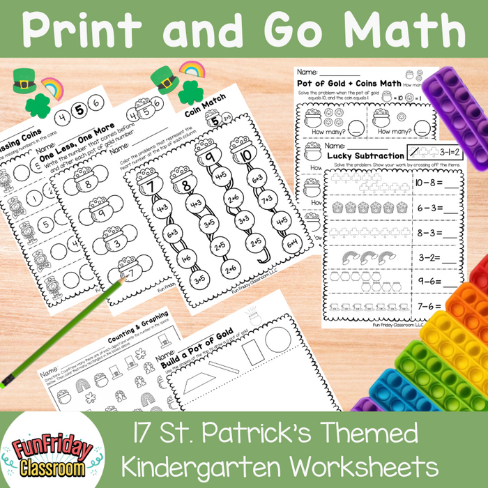 Print and Go Math - Kindergarten - St. Patrick's Day Theme