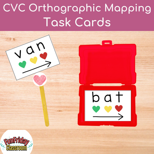 CVC Orthographic Mapping Task Cards - Heart Theme - Fun Friday Classroom