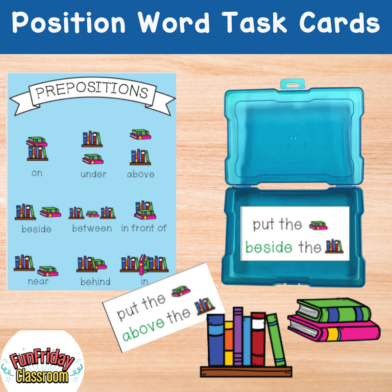 Preposition Task Cards - Book - Kindergarten Crate