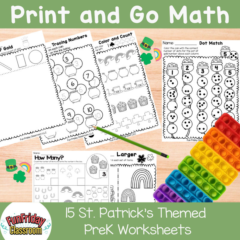 Print and Go Math - PreK St. Patrick's Day - Kindergarten Crate