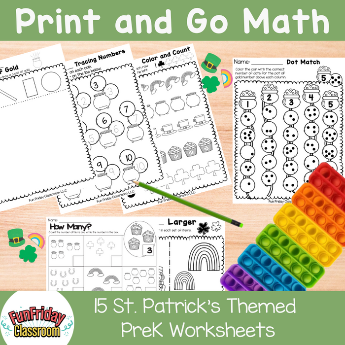 Print and Go Math - PreK - St. Patrick's Theme