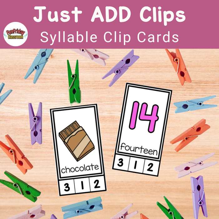 Valentine's Day Syllable Clip Cards - Fun Friday Classroom