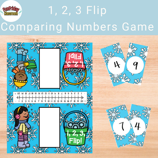 Snowflake 1, 2, 3 Flip Comparing Numbers Game - Fun Friday Classroom