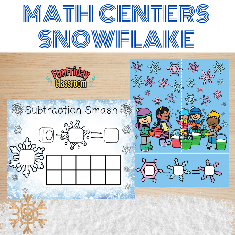 Snowflake Theme - Math Centers - Addition and Subtraction Bundle - Fun Friday Classroom
