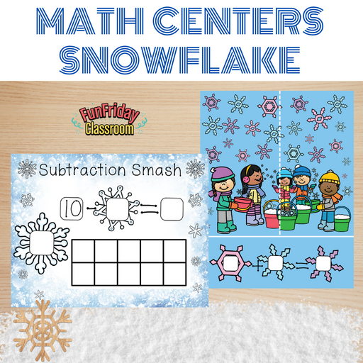 Snowflake Theme - Math Centers - Addition and Subtraction Bundle - Fun Friday Classroom