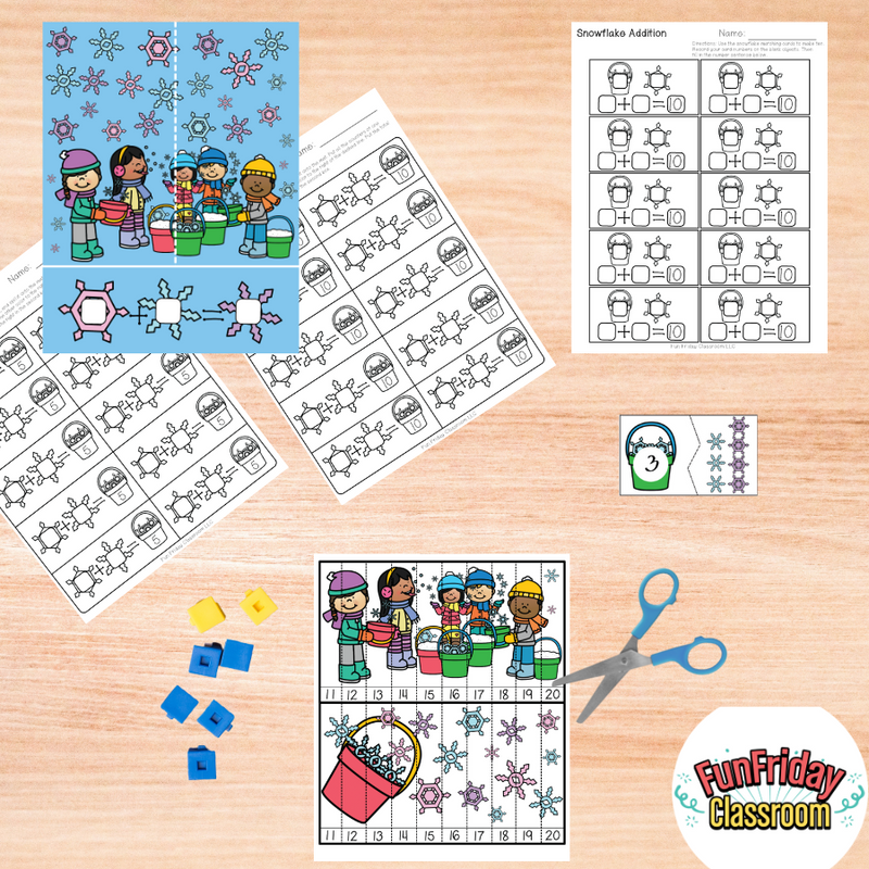 Snowflake Theme - Math Centers - Addition and Subtraction Bundle - Fun Friday Classroom