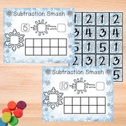 Snowflake Theme - Math Centers - Addition and Subtraction Bundle - Fun Friday Classroom