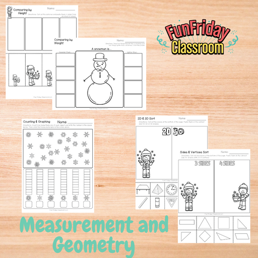 Snowflake Theme - Math Centers - Measurement and Geometry Bundle - Fun Friday Classroom