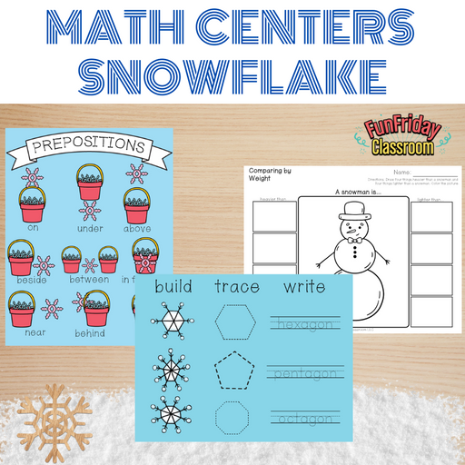 Snowflake Theme - Math Centers - Measurement and Geometry Bundle - Fun Friday Classroom