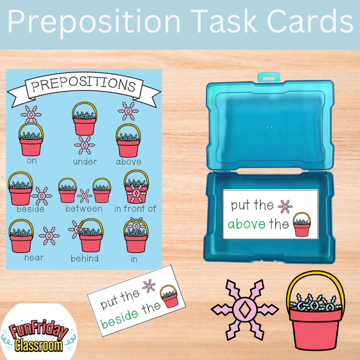 Snowflake Theme - Preposition Task Cards - Fun Friday Classroom