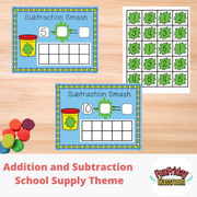 School Supply Theme - Math Centers - Addition and Subtraction - Fun Friday Classroom
