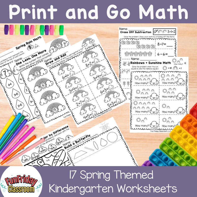 Print and Go Math - Kindergarten Spring - Kindergarten Crate