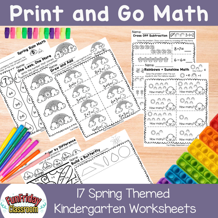Print and Go Math - Kindergarten - Spring
