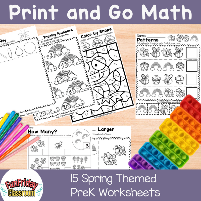 Print and Go Math - PreK Spring - Kindergarten Crate