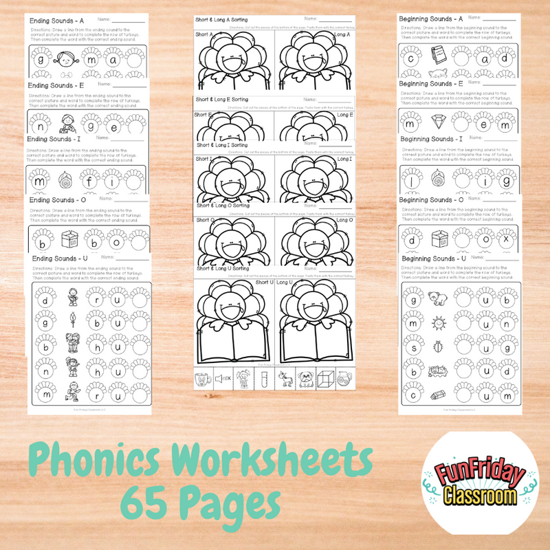 Turkey Theme - Literacy Centers - Fun Friday Classroom