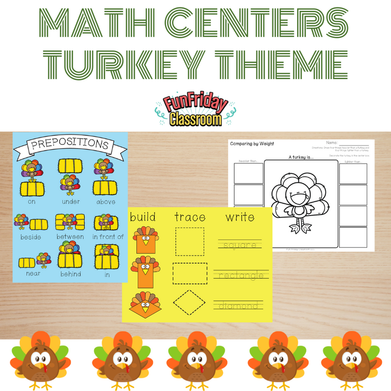 Turkey Theme - Math Centers - Measurement and Geometry - Fun Friday Classroom