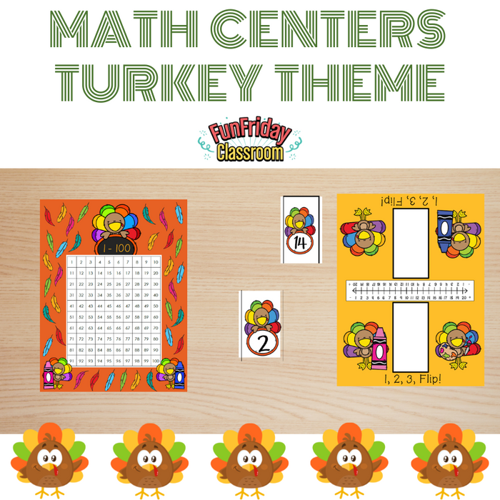 Turkey Theme - Math Centers - Numbers and Counting - Fun Friday Classroom