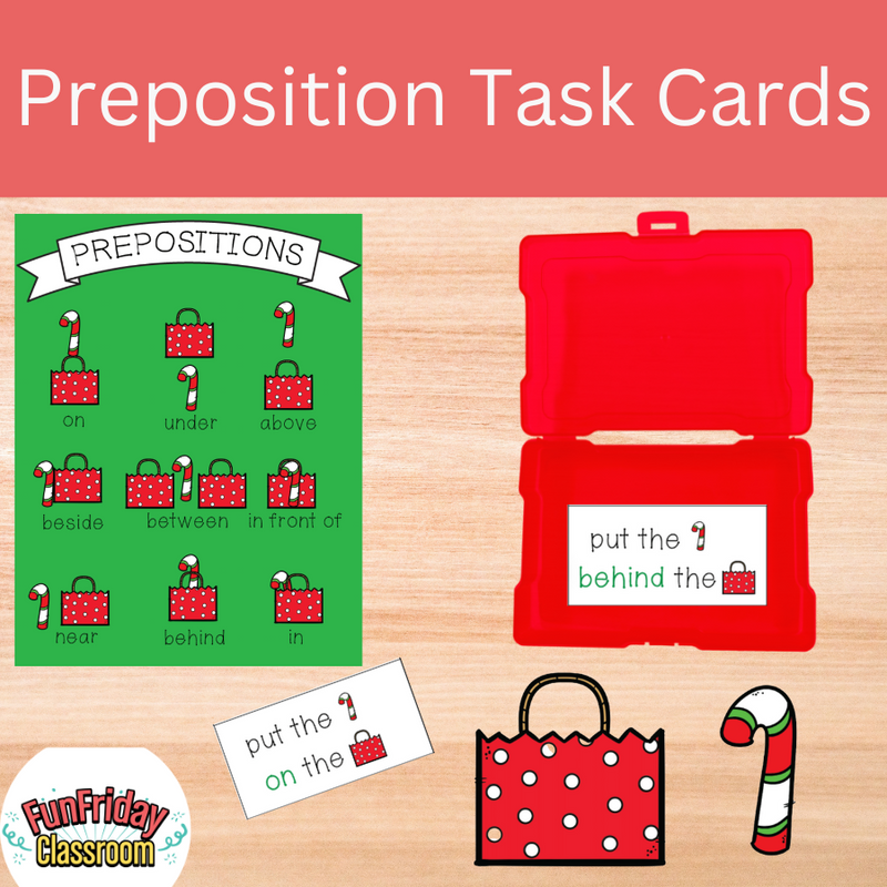 Candy Cane Theme - Preposition Task Cards - Fun Friday Classroom