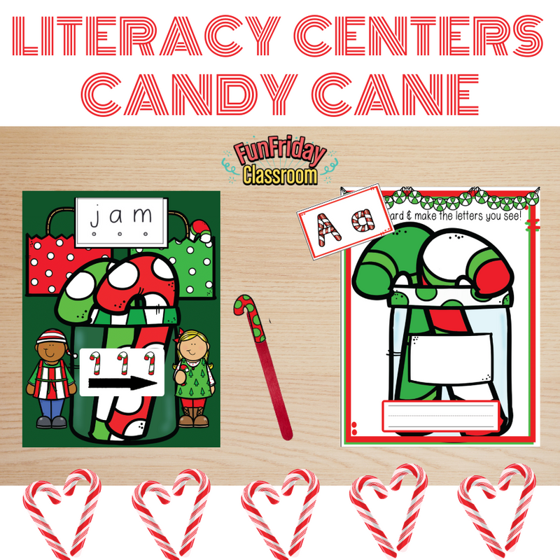 Candy Cane Theme - Literacy Center Bundle - Fun Friday Classroom