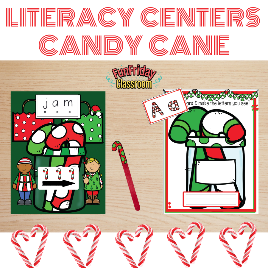 Candy Cane Theme Literacy Center Bundle — Kindergarten Crate
