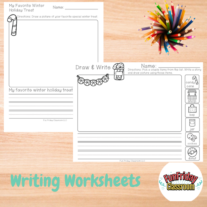 Candy Cane Theme - Literacy Center Bundle - Fun Friday Classroom