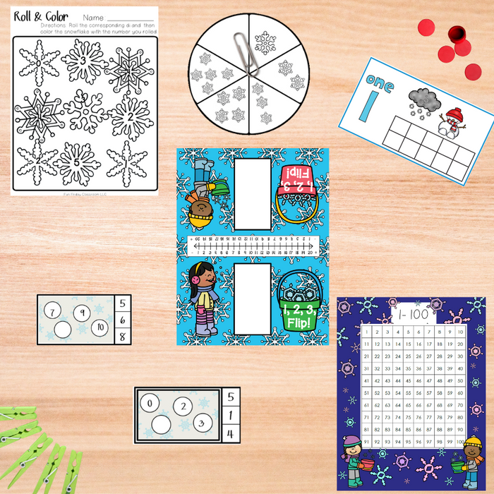 Snowflake Theme - Math Centers - Numbers and Counting Bundle - Fun Friday Classroom